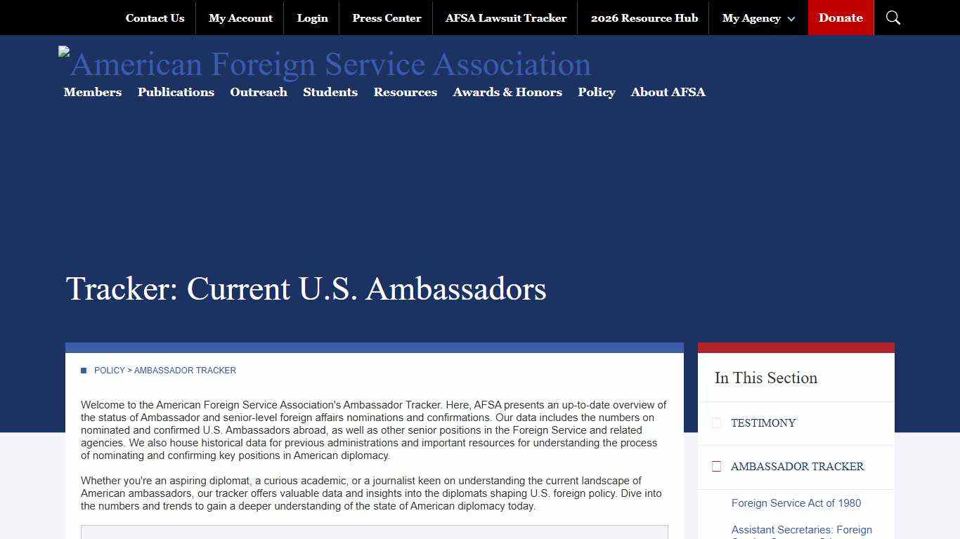 List of Current U.S. Ambassadors